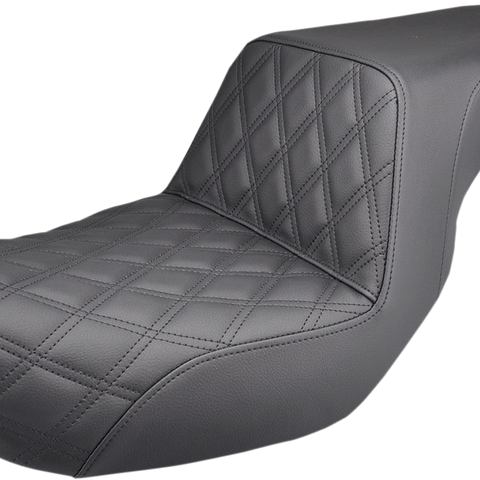 SADDLEMEN Step Up Seat - Lattice Stitched - Dyna Step Up Seat — Front Lattice Stitch - Team Dream Rides