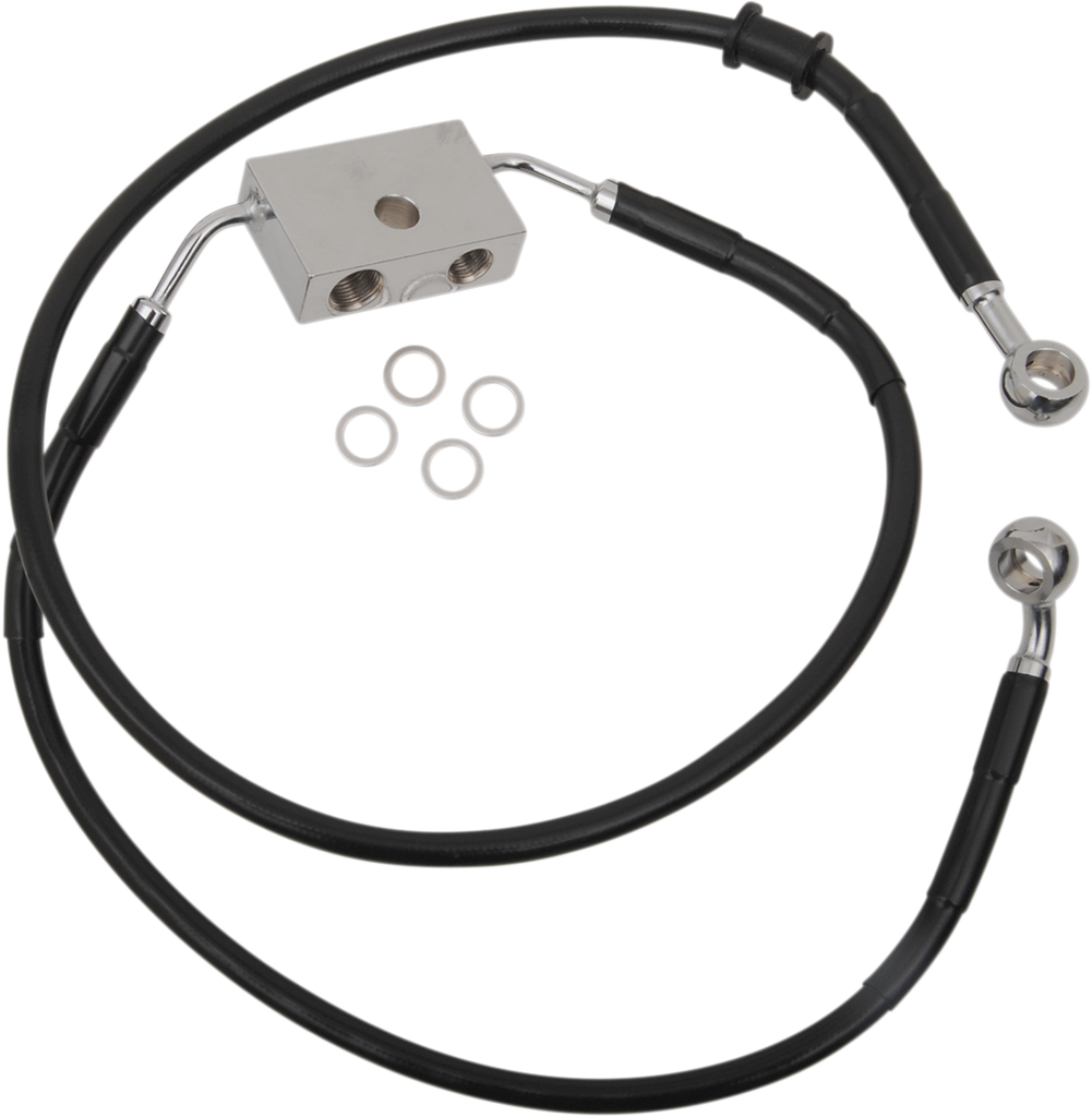 DRAG SPECIALTIES Front Brake Line - XL - Black +8" Extended Length Brake Line - Team Dream Rides