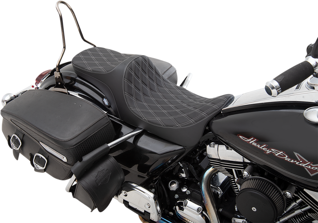 DRAG SPECIALTIES SEATS Predator III 2- Up Seat - Double Diamond - Silver Predator III Seat - Team Dream Rides