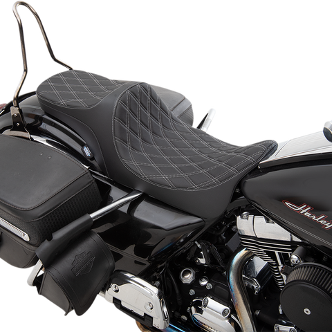 DRAG SPECIALTIES SEATS Predator III 2- Up Seat - Double Diamond - Silver Predator III Seat - Team Dream Rides