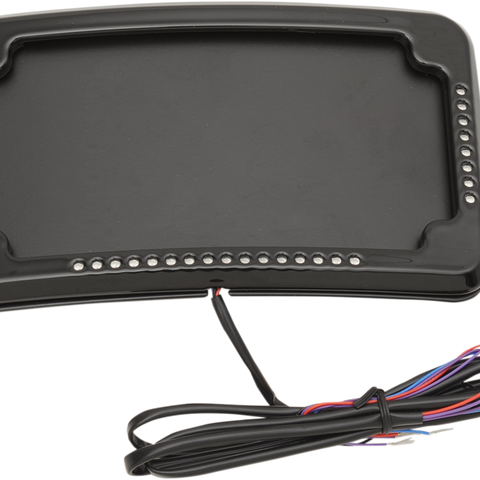 CYCLE VISIONS License Plate Mount - Lighted Frame Curved Slick Signals License Plate Frame with 3-Hole Backing Plate - Team Dream Rides