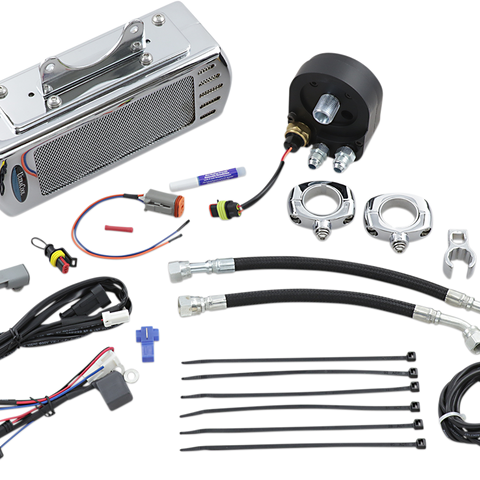 ULTRACOOL Oil Cooler Kit - Chrome - Side Mount - FLH 3.0 Side Mount Oil Cooler with Fan Kit for FLH - Team Dream Rides