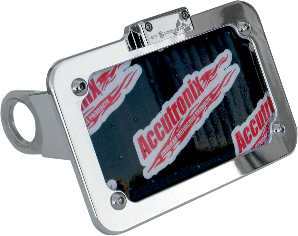 ACCUTRONIX Side Mount License Plate Assembly - Chrome Side Mount License Plate with LED Tag Light - Team Dream Rides