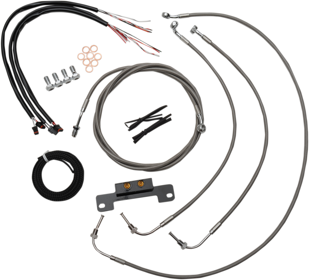 LA CHOPPERS 19" Cable Kit for '17+ FL w/o ABS Complete Stainless Braided Handlebar Cable/Brake Line Kit - Team Dream Rides