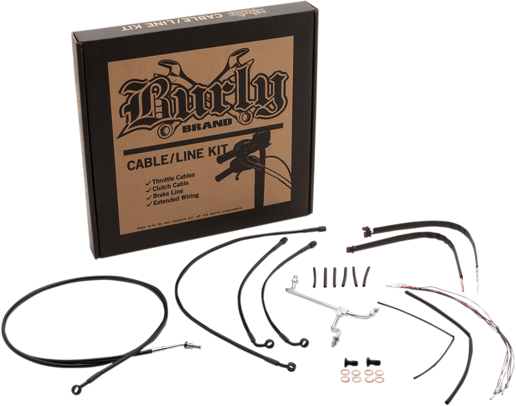 BURLY BRAND Control Kit for 18" Ape Hanger Handlebars w/ ABS Complete Black Vinyl Handlebar Cable/Brake Line Kit for Ape Hanger Handlebars - Team Dream Rides
