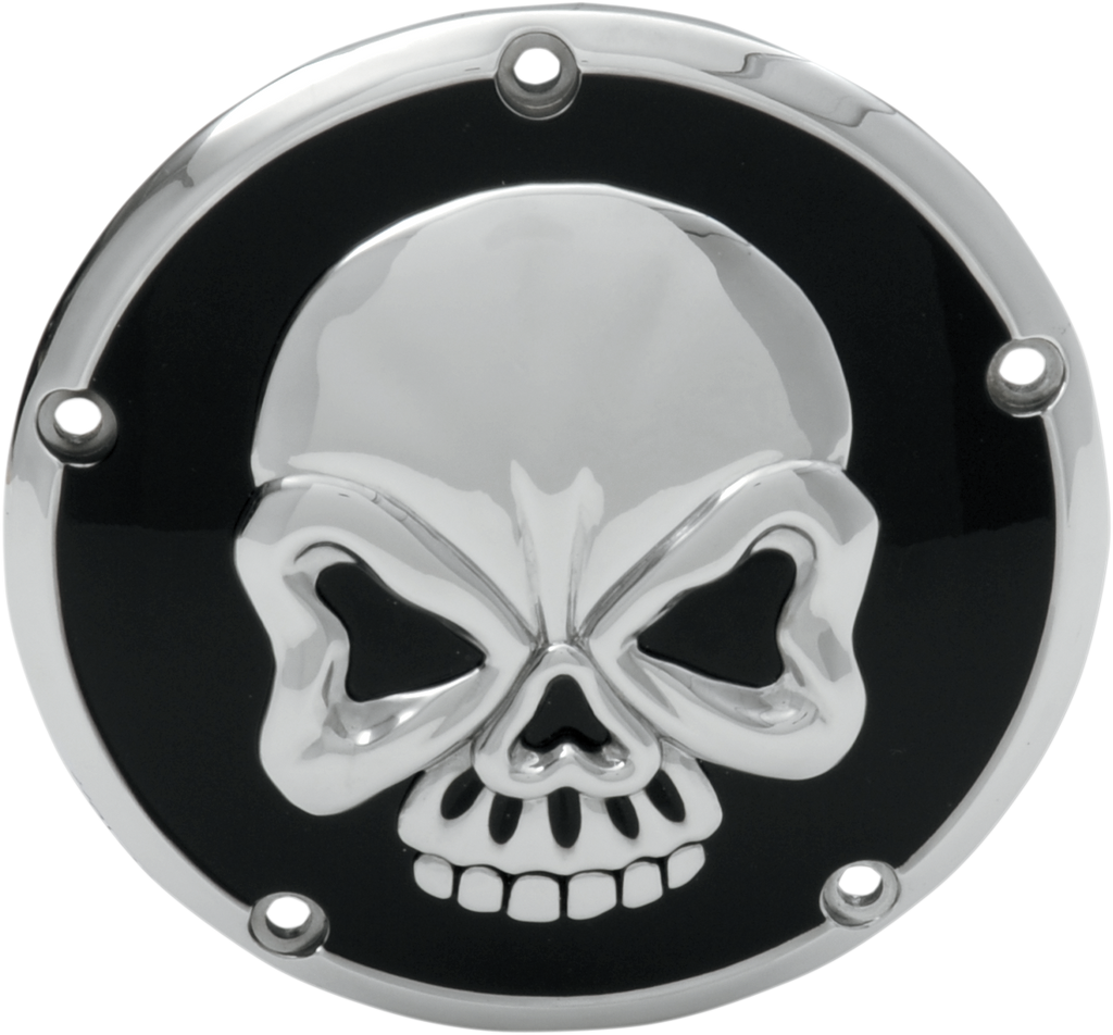 DRAG SPECIALTIES Derby Cover - Chrome/Black - Skull Skull Derby Cover - Team Dream Rides