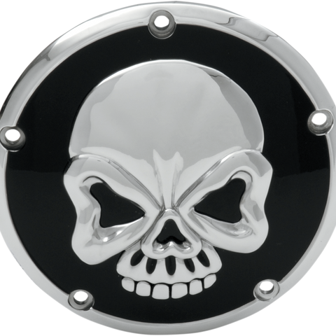 DRAG SPECIALTIES Derby Cover - Chrome/Black - Skull Skull Derby Cover - Team Dream Rides