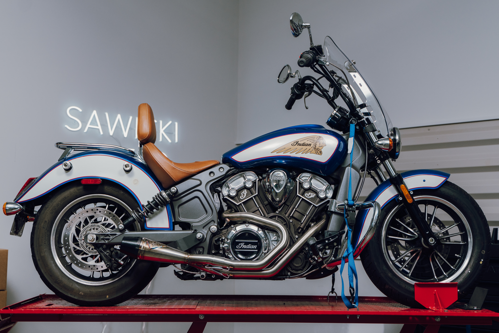 Indian Scout Shorty Brushed Ss W/ Blk End Cap - Team Dream Rides