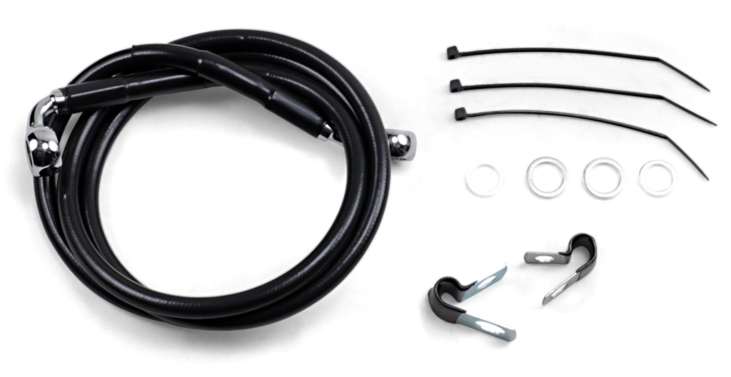 DRAG SPECIALTIES Brake Line - Front - Black - +6" - FXD '00-'05 Extended Length Black Vinyl Brake Line Kit - Team Dream Rides