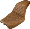 SADDLEMEN Step Up Seat - Lattice Stitched - Brown - Dyna Step Up Seat — Lattice Stitched - Team Dream Rides