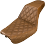 SADDLEMEN Step Up Seat - Lattice Stitched - Brown - Dyna Step Up Seat — Lattice Stitched - Team Dream Rides