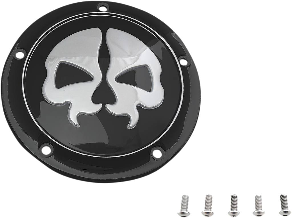 DRAG SPECIALTIES Split Skull Derby Cover - Black - 5-Hole Split Skull Derby Cover - Team Dream Rides