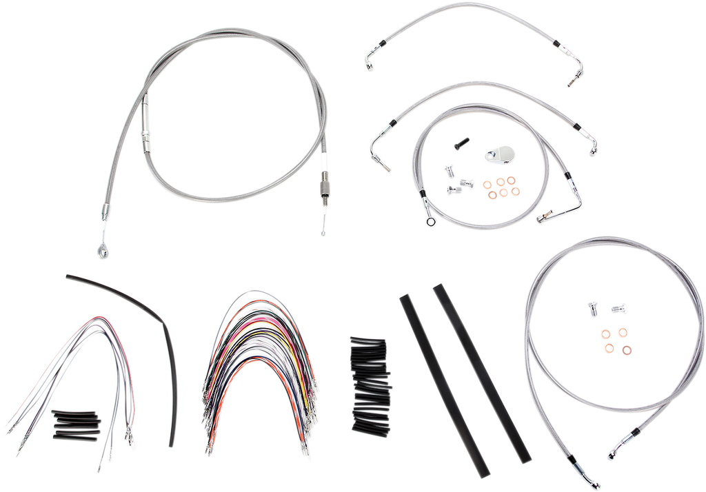 BURLY BRAND Complete Stainless Braided Handlebar Cable/Brake Line Kit For 16" Ape Hanger Handlebars And ABS Complete Stainless Braided Handlebar Cable/Brake Line Kit - Team Dream Rides