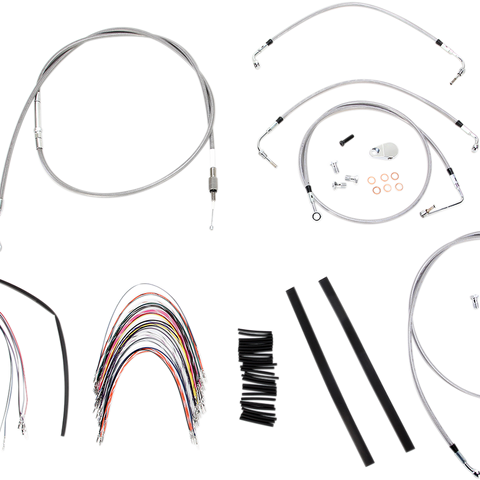 BURLY BRAND Complete Stainless Braided Handlebar Cable/Brake Line Kit For 16