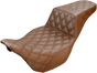 SADDLEMEN Step Up Seat - Lattice Stitched - Brown - FLH Step Up Seat — Lattice Stitched - Team Dream Rides