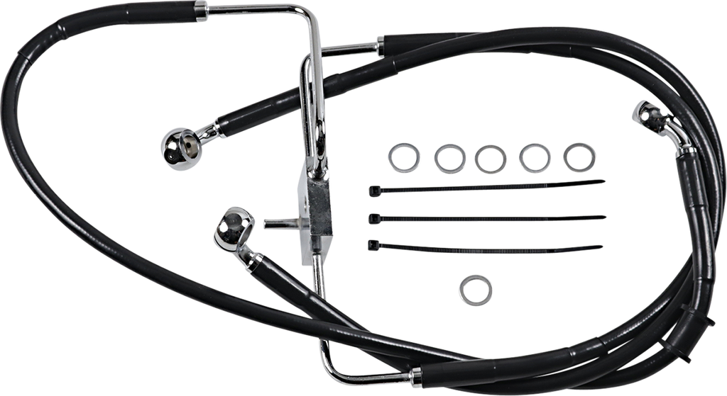 DRAG SPECIALTIES Brake Line - +8" - Black - XL Extended Length Stainless Steel Brake Line - Team Dream Rides