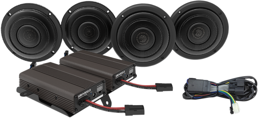 WILD BOAR AUDIO Front/Rear Speaker Kit with Amp Ultra Front & Rear Speaker Kit with 600w Amp - Team Dream Rides