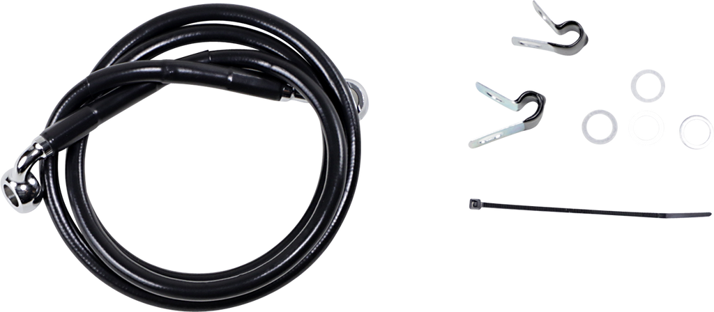 DRAG SPECIALTIES Brake Line - Front - Black Stainless Steel Brake Line Kit - Team Dream Rides