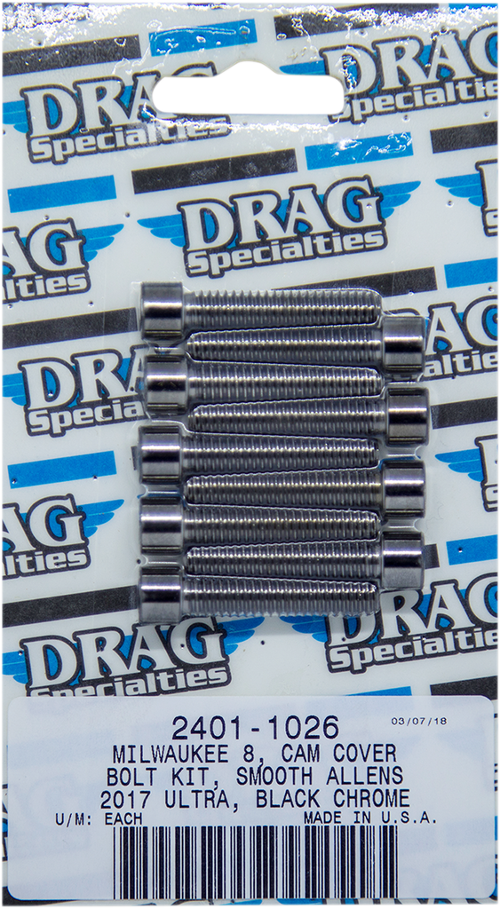 DRAG SPECIALTIES Bolt Kit M8 Camshaft Cover Black/Chrome Smooth M-Eight Bolt Kit - Team Dream Rides