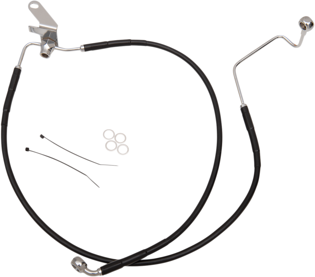 DRAG SPECIALTIES Brake Line - Front - Black - +2" - Softail '04-'06 Extended Length Black Vinyl Brake Line Kit - Team Dream Rides