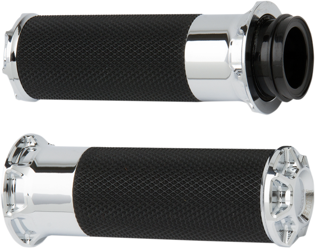 ARLEN NESS Chrome Beveled Grips for Cable Fusion Beveled Grips - Team Dream Rides