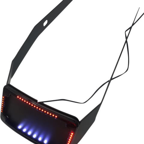 CYCLE VISIONS License Plate Frame & Mount with Signals - FLSB - Black Curved License Plate Frame and Mount with License Plate Light - Team Dream Rides