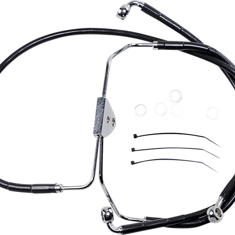 DRAG SPECIALTIES Brake Line - Front - Black - +4