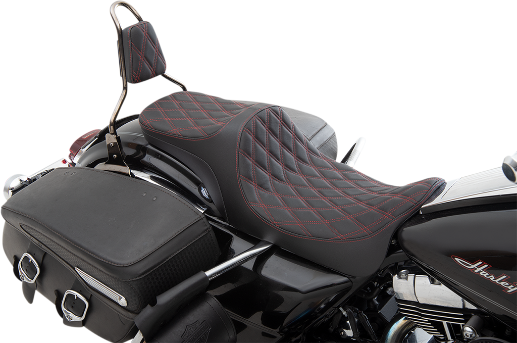 DRAG SPECIALTIES SEATS Predator III 2- Up Seat - Double Diamond - Red Predator III Seat - Team Dream Rides