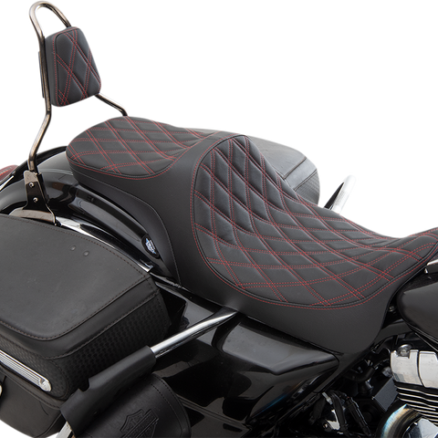 DRAG SPECIALTIES SEATS Predator III 2- Up Seat - Double Diamond - Red Predator III Seat - Team Dream Rides