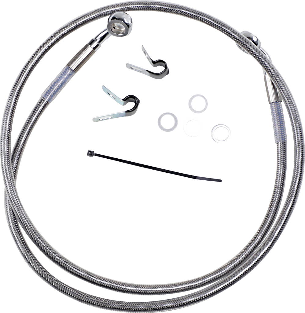 DRAG SPECIALTIES Brake Line - Front - +4" - Stainless Steel - XL Extended Length Stainless Steel Brake Line Kit - Team Dream Rides