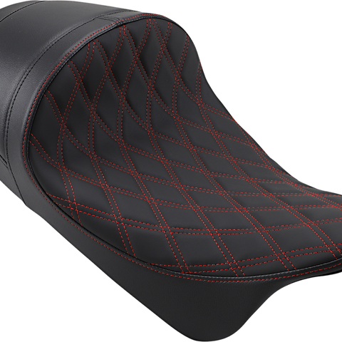 DRAG SPECIALTIES SEATS Forward Low Solo Seat - Diamond - Red Stitched Forward Low Solo Seat - Team Dream Rides