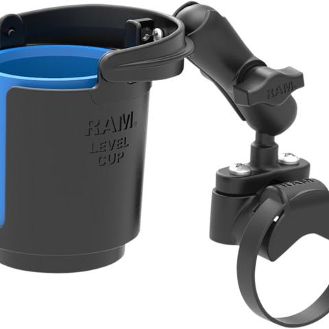 RAM MOUNT Rail Mount Level Cup™ Kit RAM® Handlebar Rail Mount with U-Bolt Base, Level Cup™ Drink Holder and Koozie - Team Dream Rides