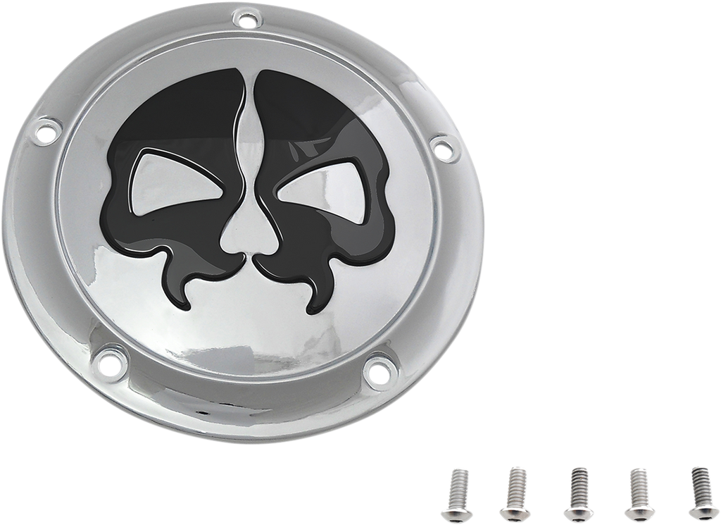 DRAG SPECIALTIES Split Skull Derby Cover - Chrome - 5-Hole Split Skull Derby Cover - Team Dream Rides