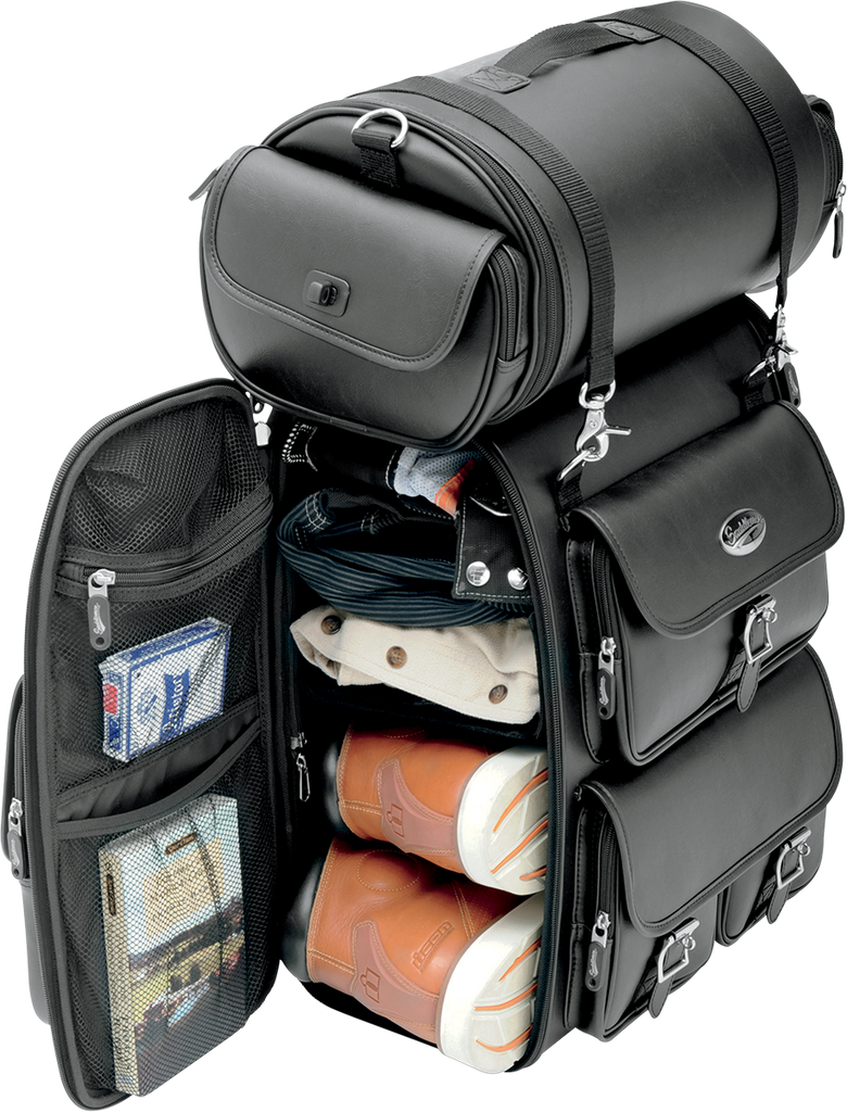 SADDLEMEN Sissy Bar Bag Drifter EX2200 Sissy Bar Bag with Roll Bag - Team Dream Rides