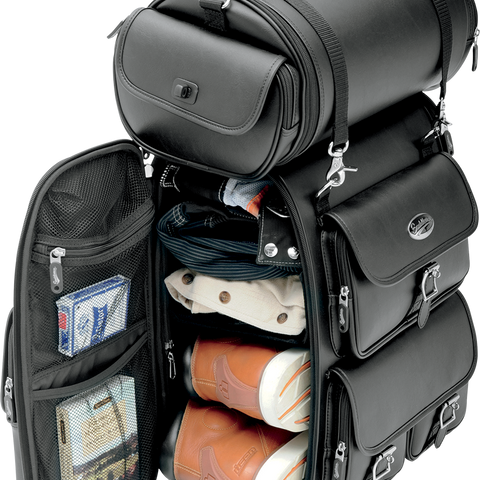 SADDLEMEN Sissy Bar Bag Drifter EX2200 Sissy Bar Bag with Roll Bag - Team Dream Rides