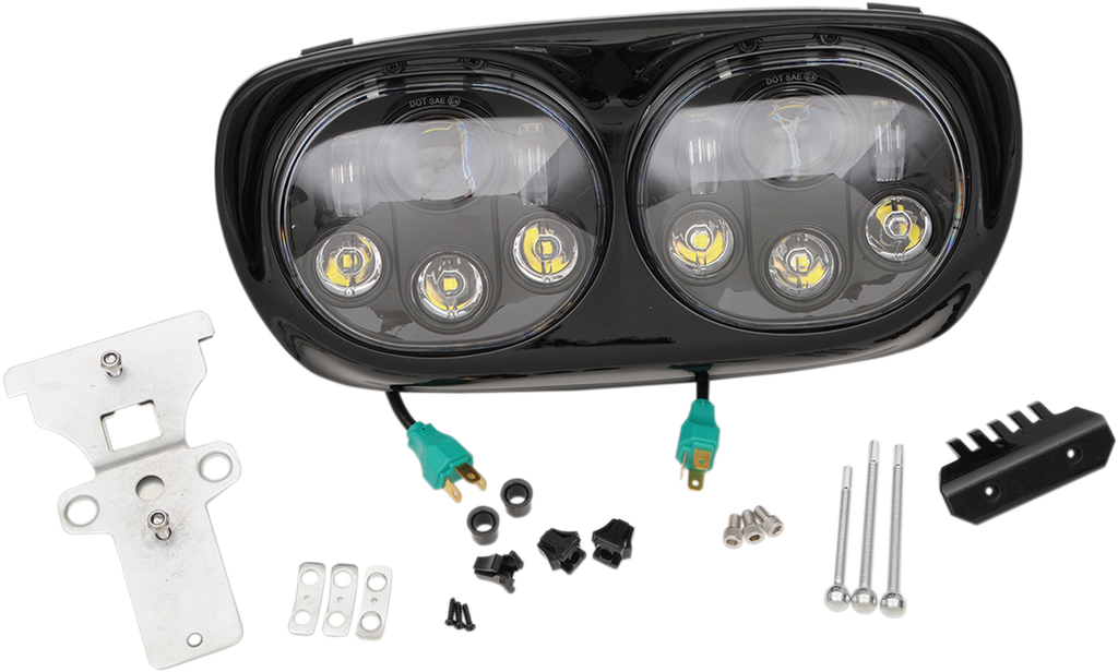 HEADWINDS 5.75" Headlight Assembly - 99-13 FLTR - Black Dual LED Assembly Headlight - Team Dream Rides