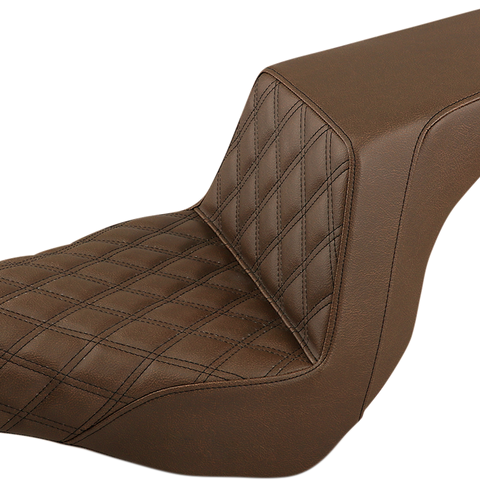 SADDLEMEN Step Up Seat - Driver's Lattice Stitched - Brown Step Up Seat — Front Lattice Stitch - Team Dream Rides