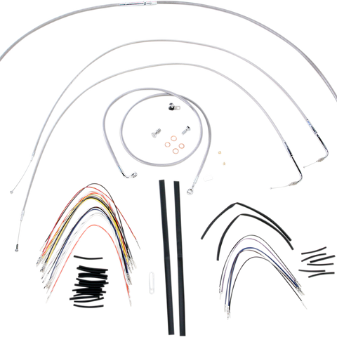 BURLY BRAND Complete Stainless Braided Handlebar Cable/Brake Line Kit For 16