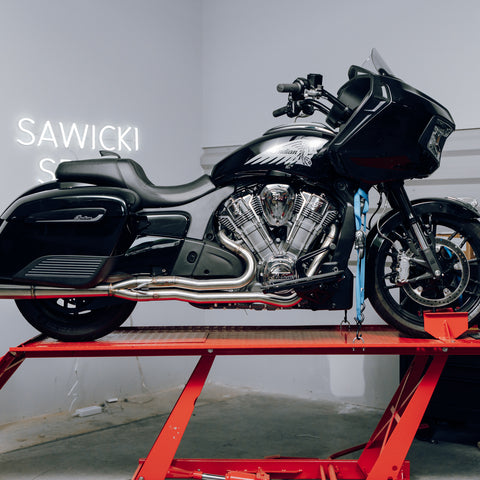 Indian Challenger Full Length Brushed Ss W/ Blk End Cap - Team Dream Rides