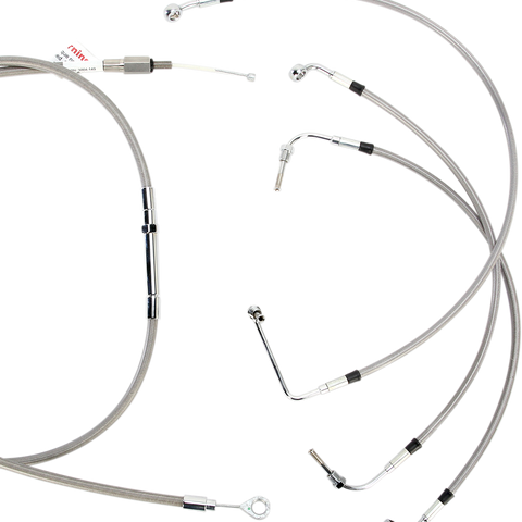 BURLY BRAND Complete Stainless Braided Handlebar Cable/Brake Line Kit For 13