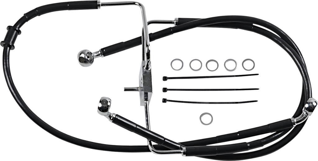 DRAG SPECIALTIES Brake Line - +6" - Black - XL Extended Length Stainless Steel Brake Line - Team Dream Rides