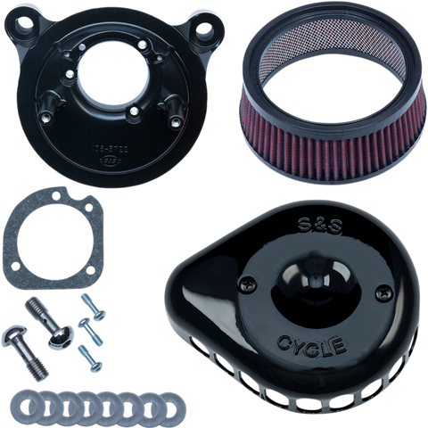 S&S CYCLE Air Cleaner Black Mounted 01-17Twin Cam Mini Teardrop Stealth Air Cleaner Kit - Team Dream Rides