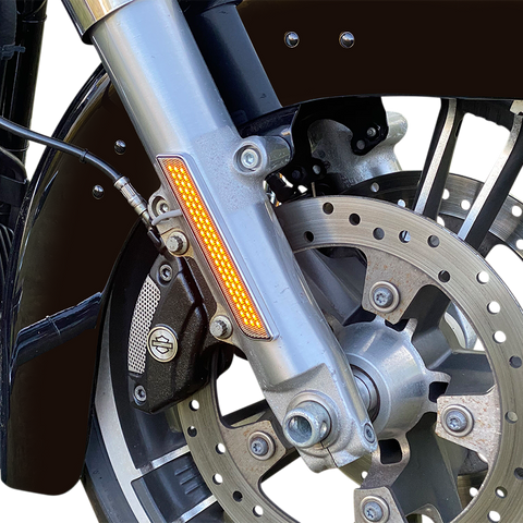 CUSTOM DYNAMICS LED Fork Light - Amber - Black LED Front Fork Lightz™ - Team Dream Rides
