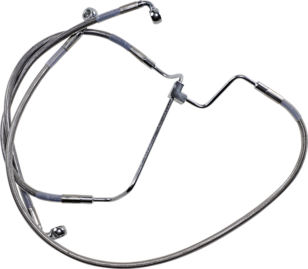 DRAG SPECIALTIES Brake Line - +4" - Stainless Steel Extended Length Stainless Steel Brake Line Kit - Team Dream Rides