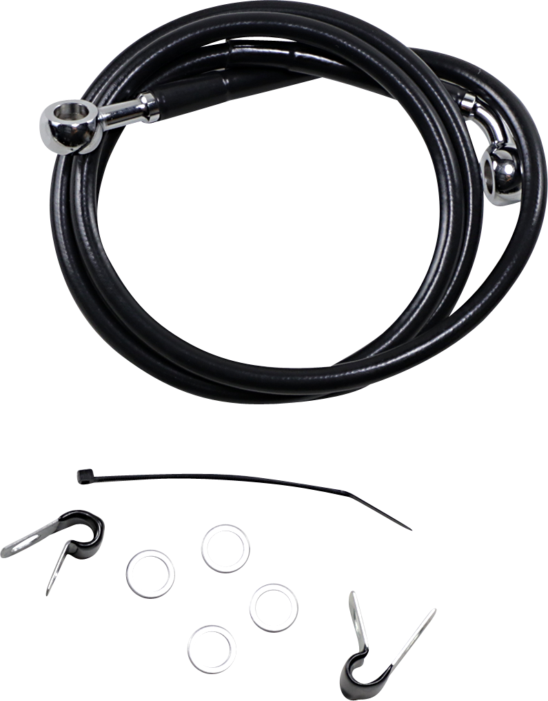 DRAG SPECIALTIES Brake Line - Front - Black - +10"  - '04-'10 XL Extended Length Black Vinyl Brake Line Kit - Team Dream Rides