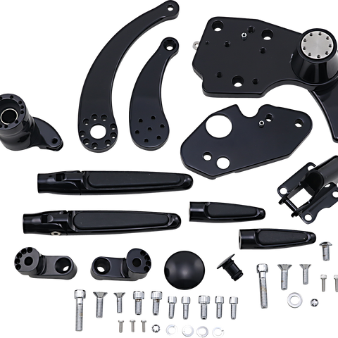 HAWG HALTERS Forward Control - '14+ FLH - Black Anodized - Standard - Folding Rubber Inlay Pegs - Solid Lever Forward Control - Team Dream Rides