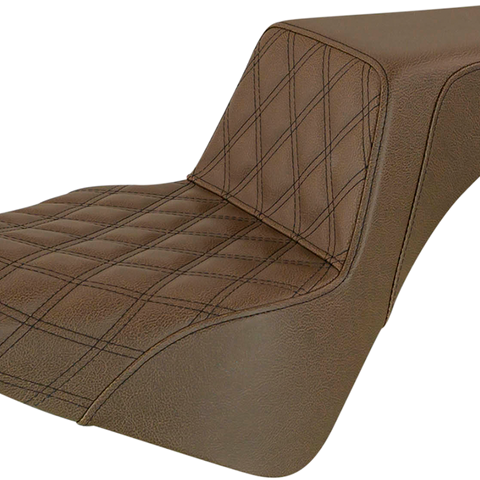 SADDLEMEN Step Up Seat - Driver's Lattice Stitched - Brown Step Up Seat — Front Lattice Stitch - Team Dream Rides