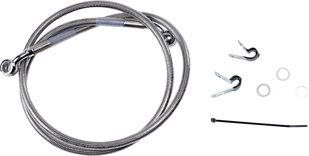 DRAG SPECIALTIES Brake Line - Front - +2" - Stainless Steel - XL Extended Length Stainless Steel Brake Line Kit - Team Dream Rides