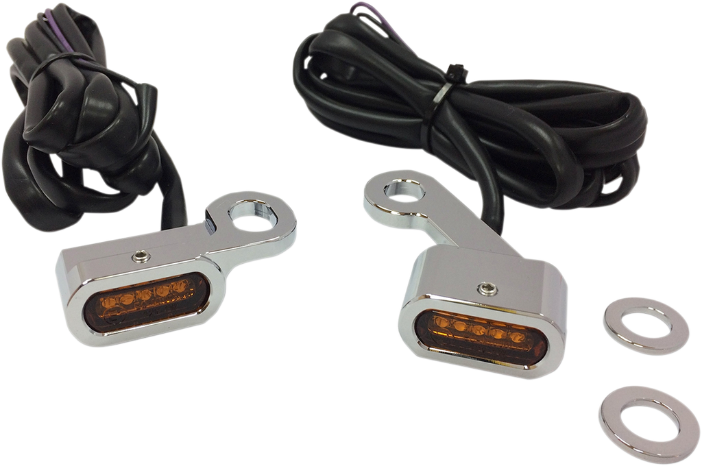 DRAG SPECIALTIES LED Handlebar Marker Lights - XL - Chrome/Amber LED Handlebar Marker Lights - Team Dream Rides