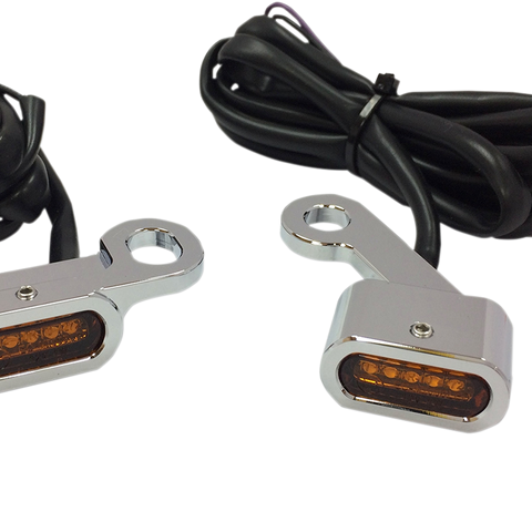 DRAG SPECIALTIES LED Handlebar Marker Lights - XL - Chrome/Amber LED Handlebar Marker Lights - Team Dream Rides